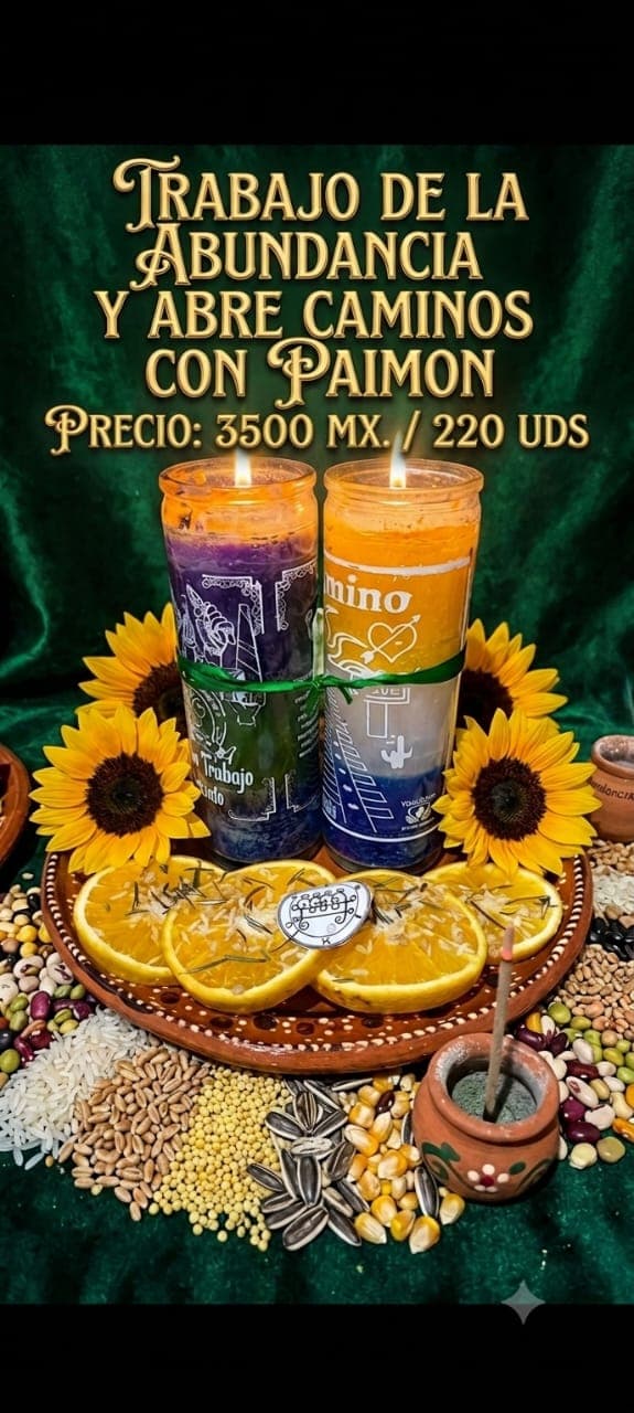 Altar de Trabajo de la fortuna y abre caminos con Paimon y girasoles