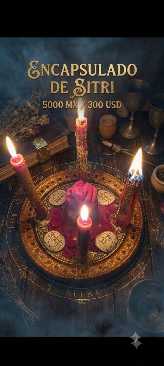 Altar ceremonial de Encapsulado con Sitri con sellos y cirios